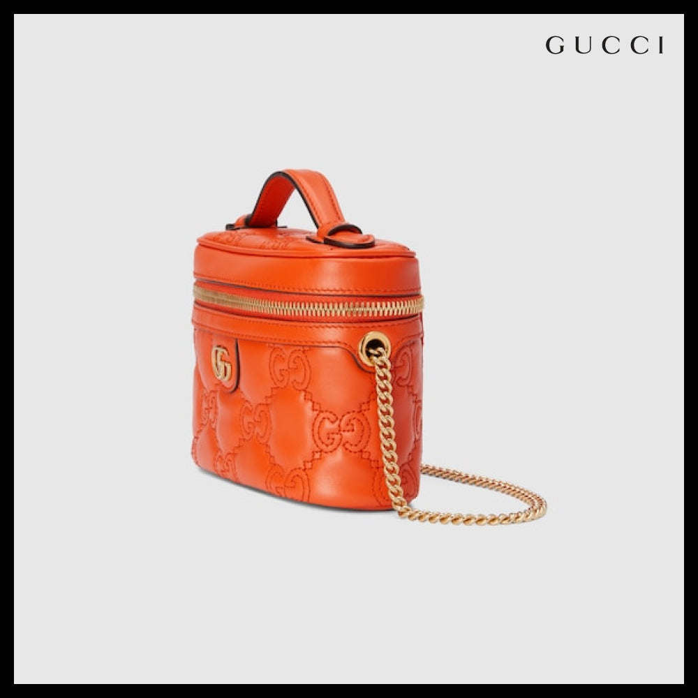 【GUCCI】GG Matelasse Top Handle Mini Bag Orange