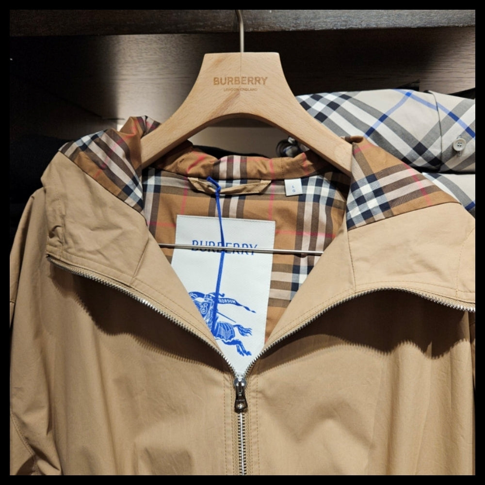 【BURBERRY】MEDLEY Drawstring Cotton Hooded Jacket Beige