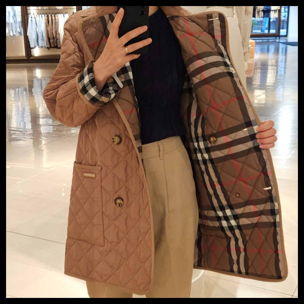 【BURBERRY】New Teyting long quilted women’s jacket camel