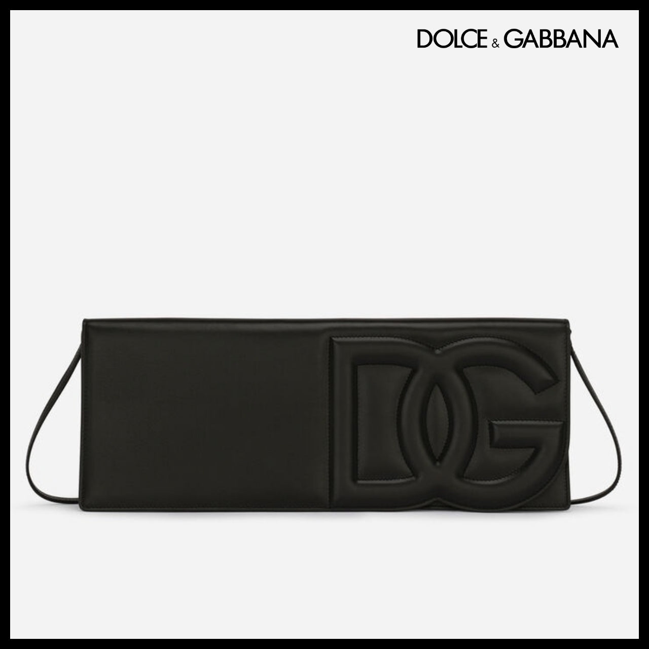 【Dolce & Gabbana】Calfskin Baguette Bag with Logo Black