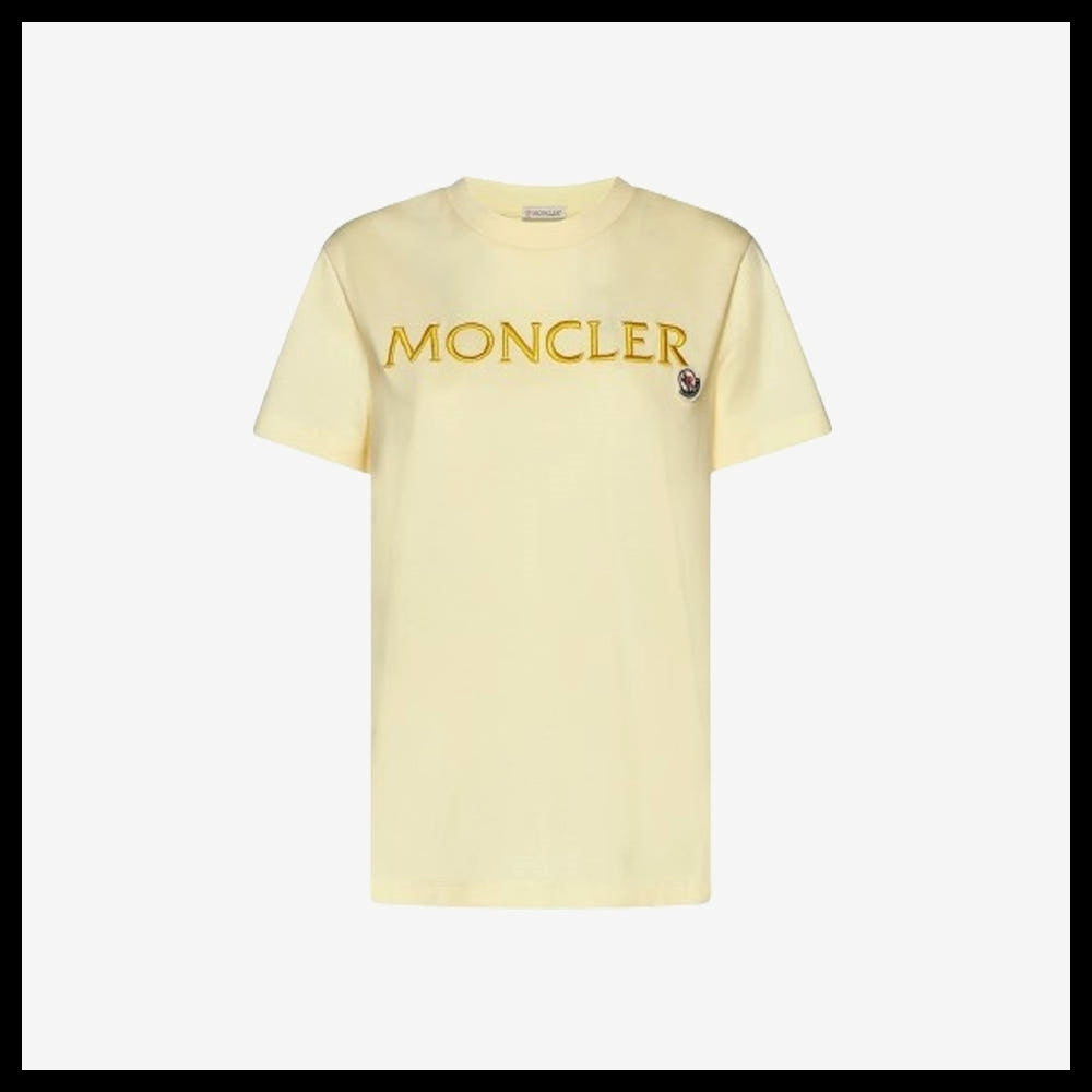 【MONCLER】Lettering Embroidered Logo Short Sleeve T-Shirt