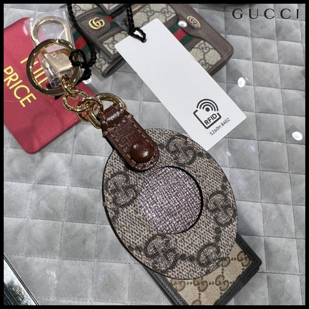【GUCCI】AirTag Holder Key Ring Beige Ebony