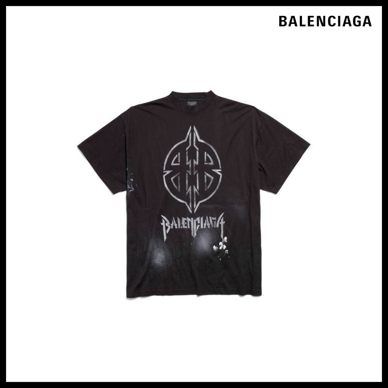 【BALENCIAGA】Dup Metal BB Stencil T-Shirt Small Fit Black