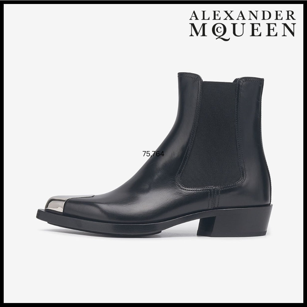 【alexander mcqueen】Metallic Toe Chelsea Boots - Black