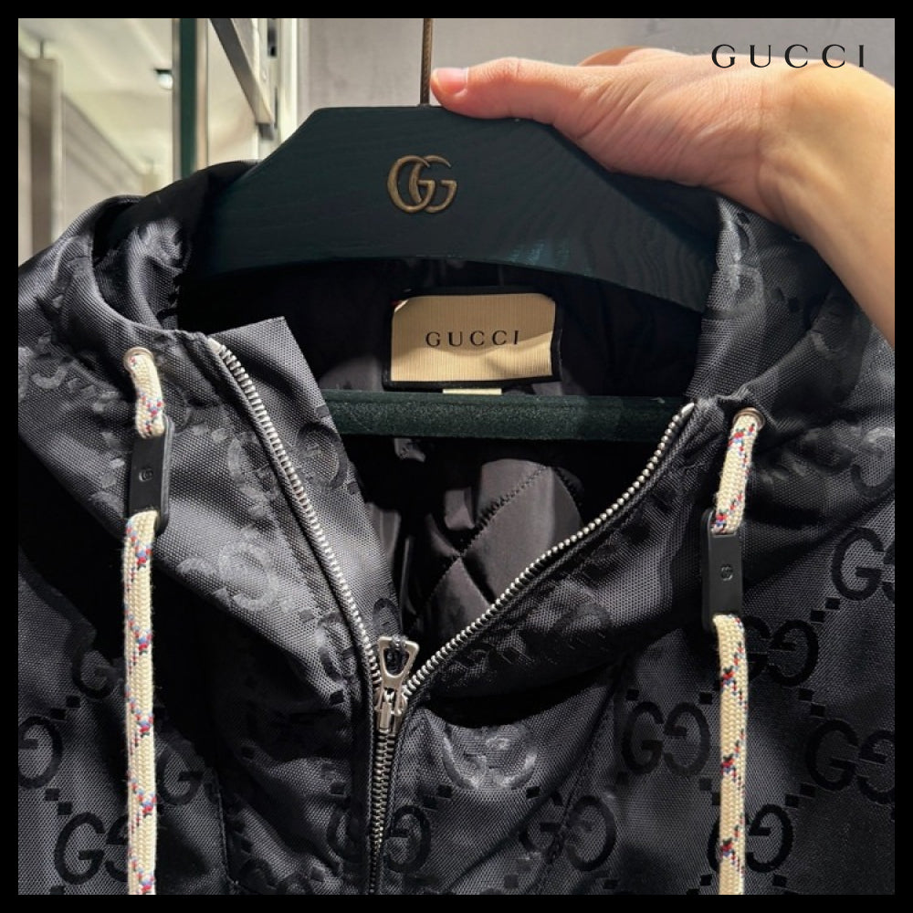 【GUCCI】GG Canvas Nylon Hooded Blouson Jacket Black