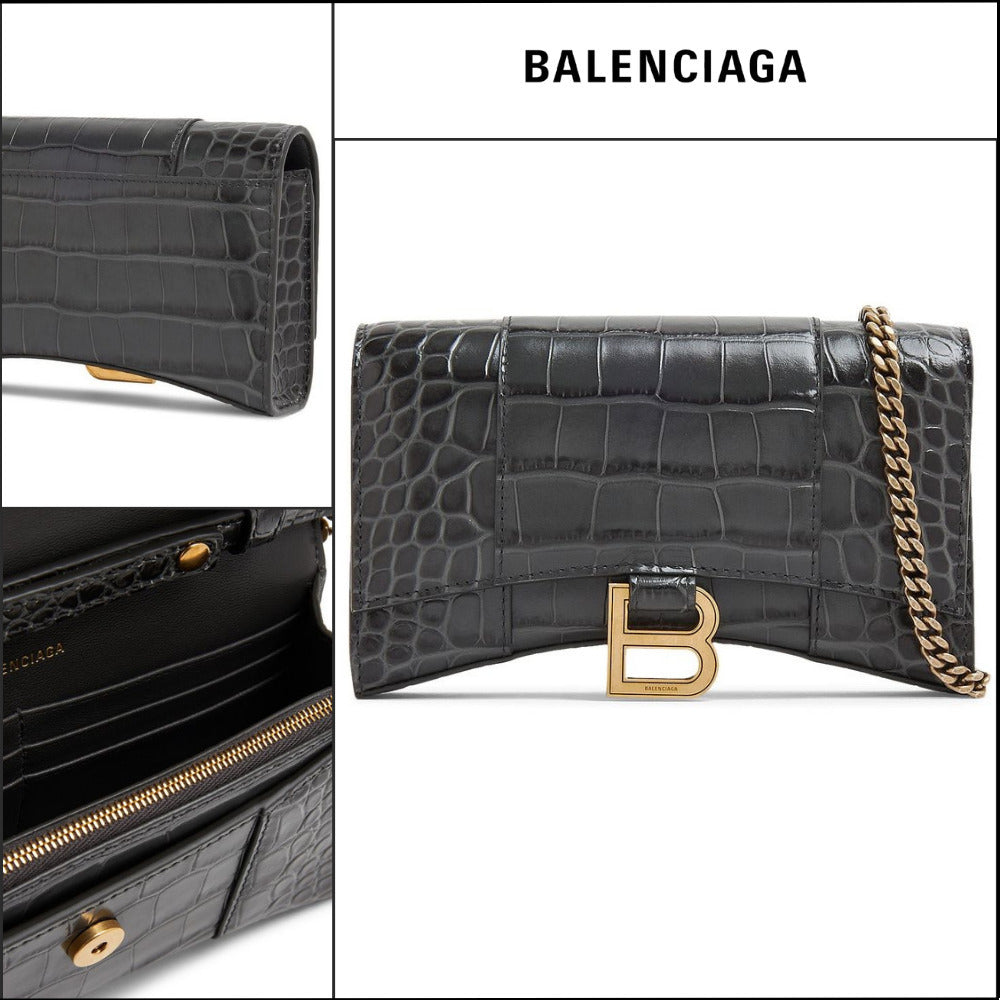 【正規品】BALENCIAGA Crocodile Embossed Hourglass Wallet