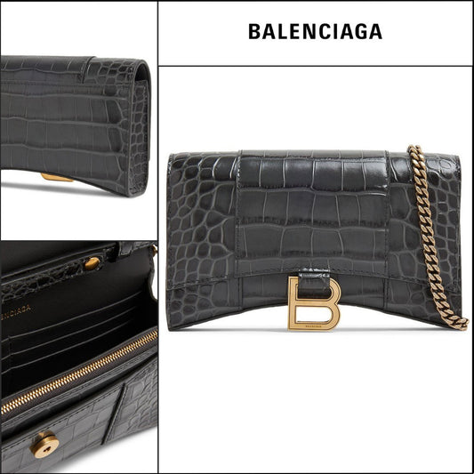 【正規品】BALENCIAGA Crocodile Embossed Hourglass Wallet