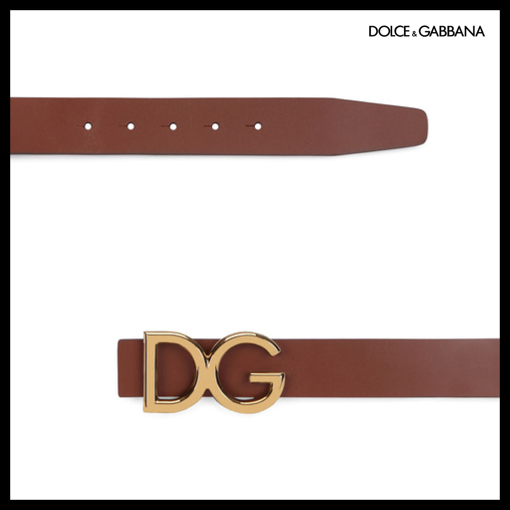 【Dolce & Gabbana】LEATHER BELT WITH DG LOGO