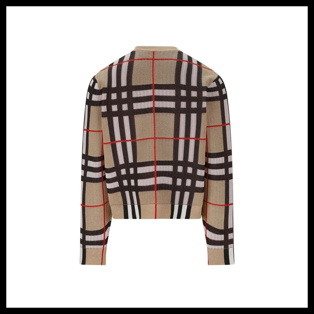 【Burberry】Check Cotton Knit Beige Men