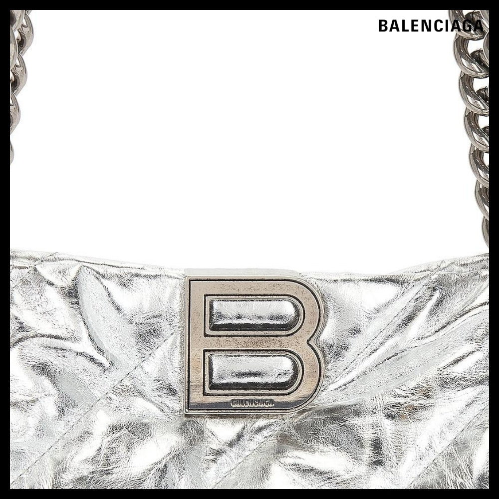 【BALENCIAGA】Crush Large Carry-All Tote Bag - Silver