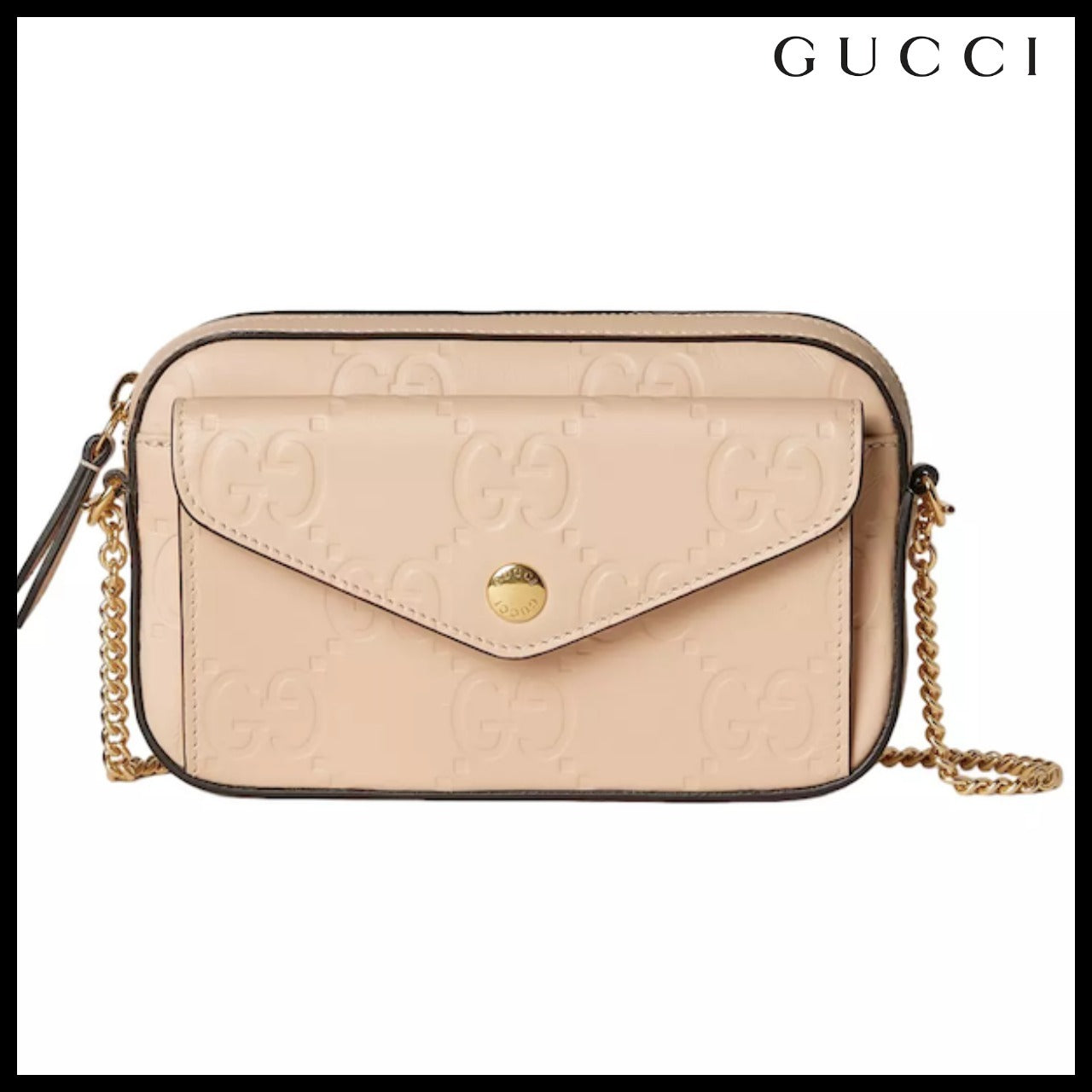 【GUCCI】GG Calf Leather Mini Shoulder Bag Souffle Rose
