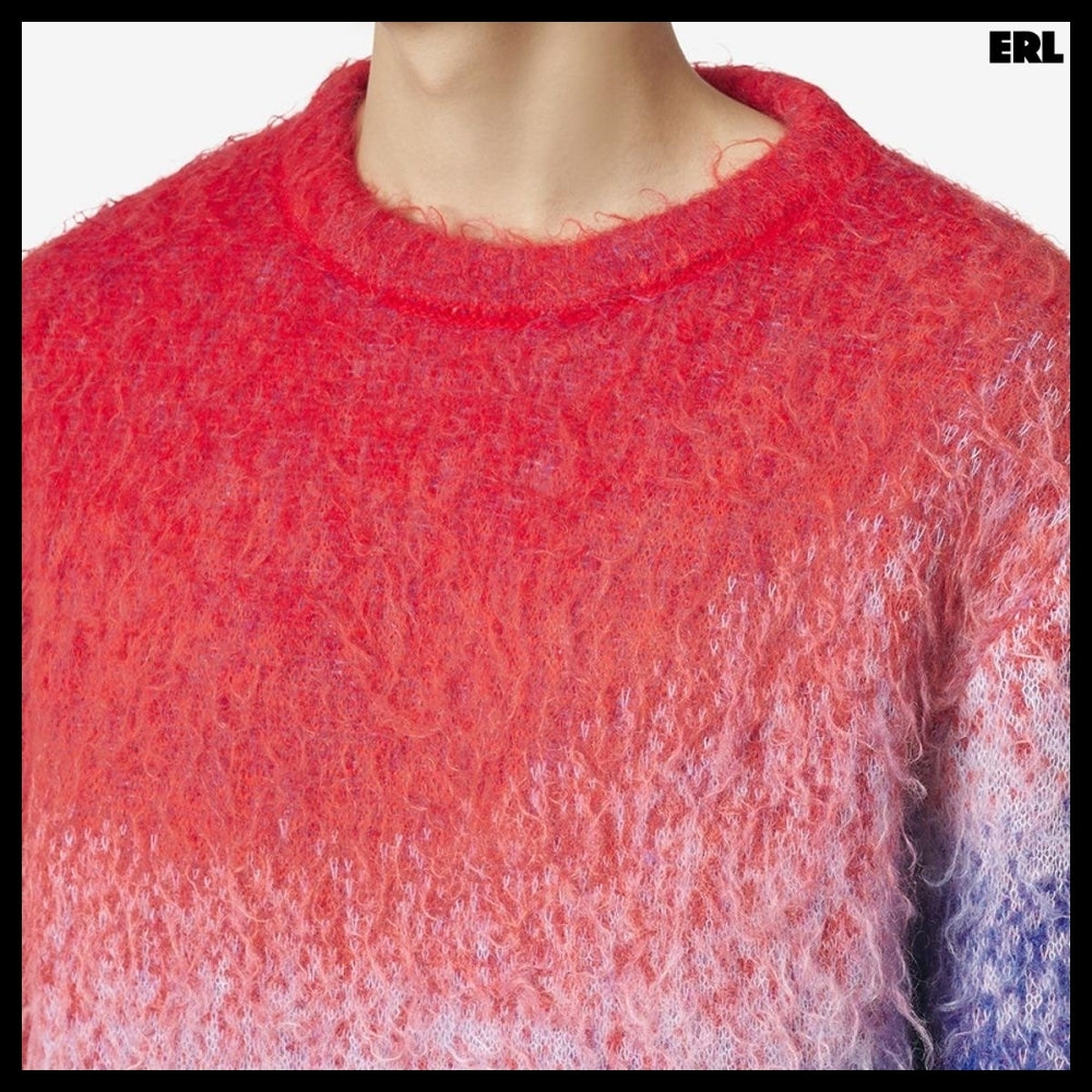 【ERL】Gradient Mohair Blend Knit Red