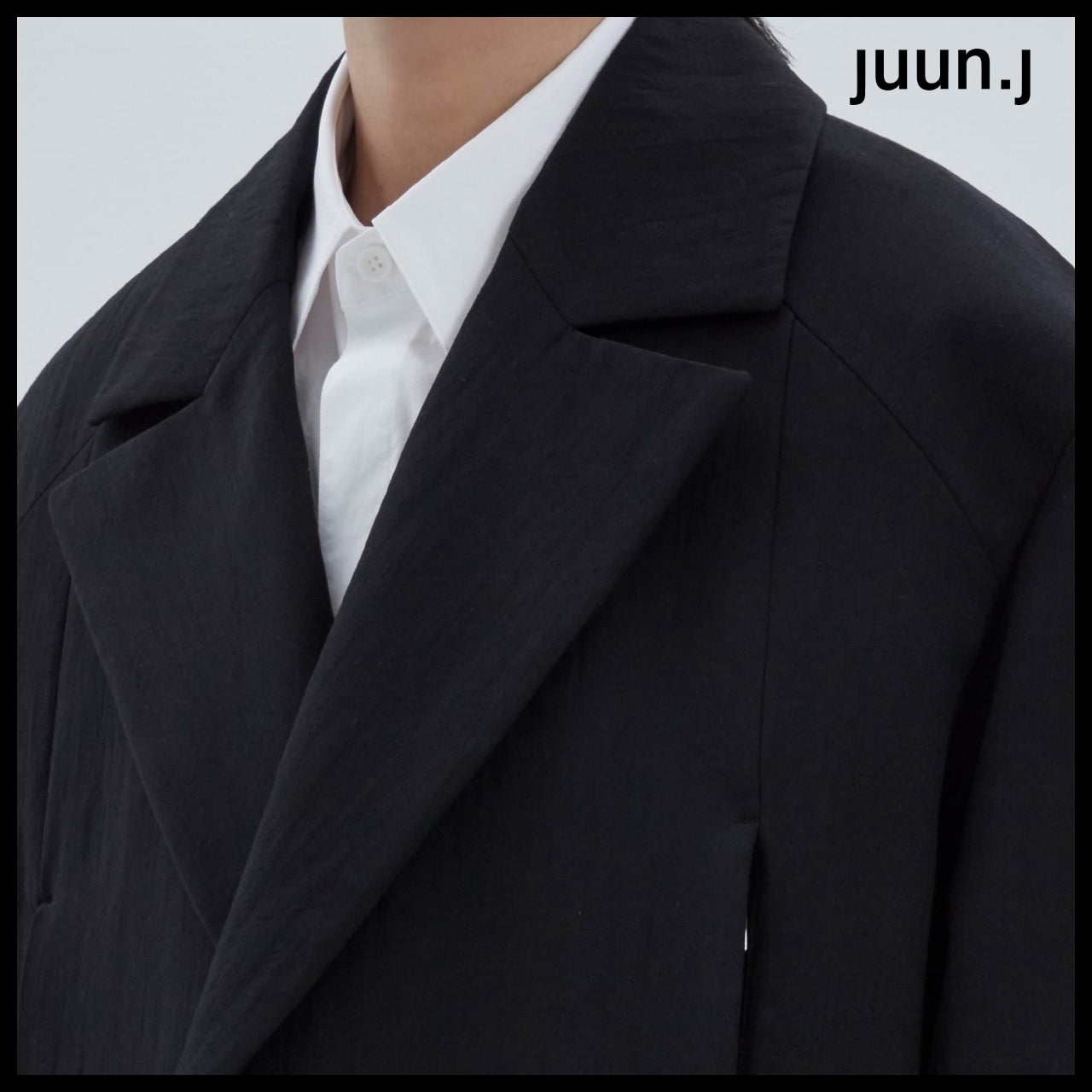 【JUUN.J】CORE Blended Wool Belted Coat Black
