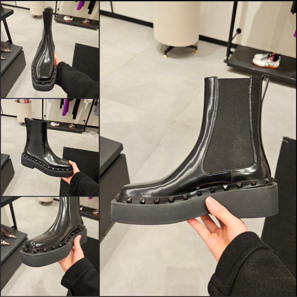 【Valentino】Women’s Rockstud leather Chelsea boots black