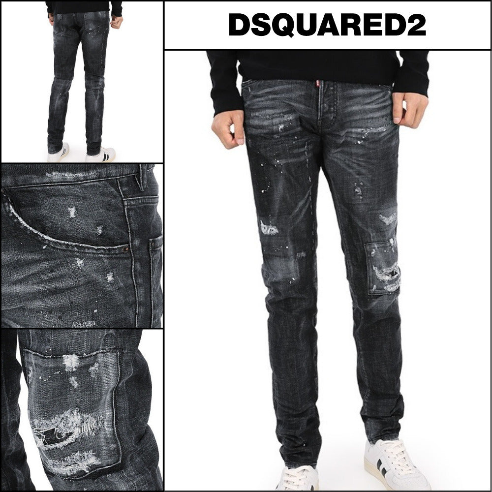 【D SQUARED2】Painting Washed Grey Cool Guy Jeans