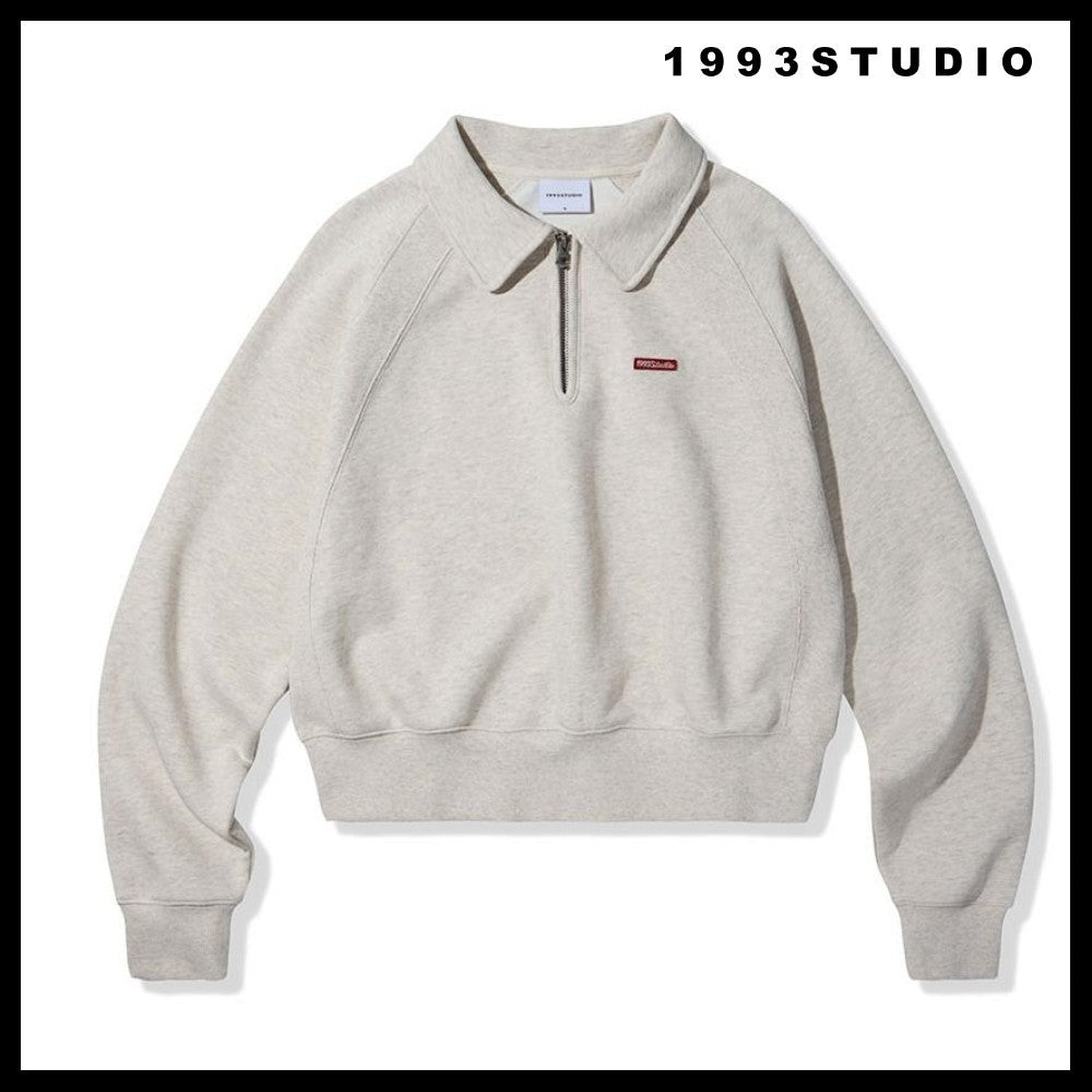 [1993STUDIO] SMALL LOGO HALF ZIP COLLAR SWEATSHIRT 3COLORS