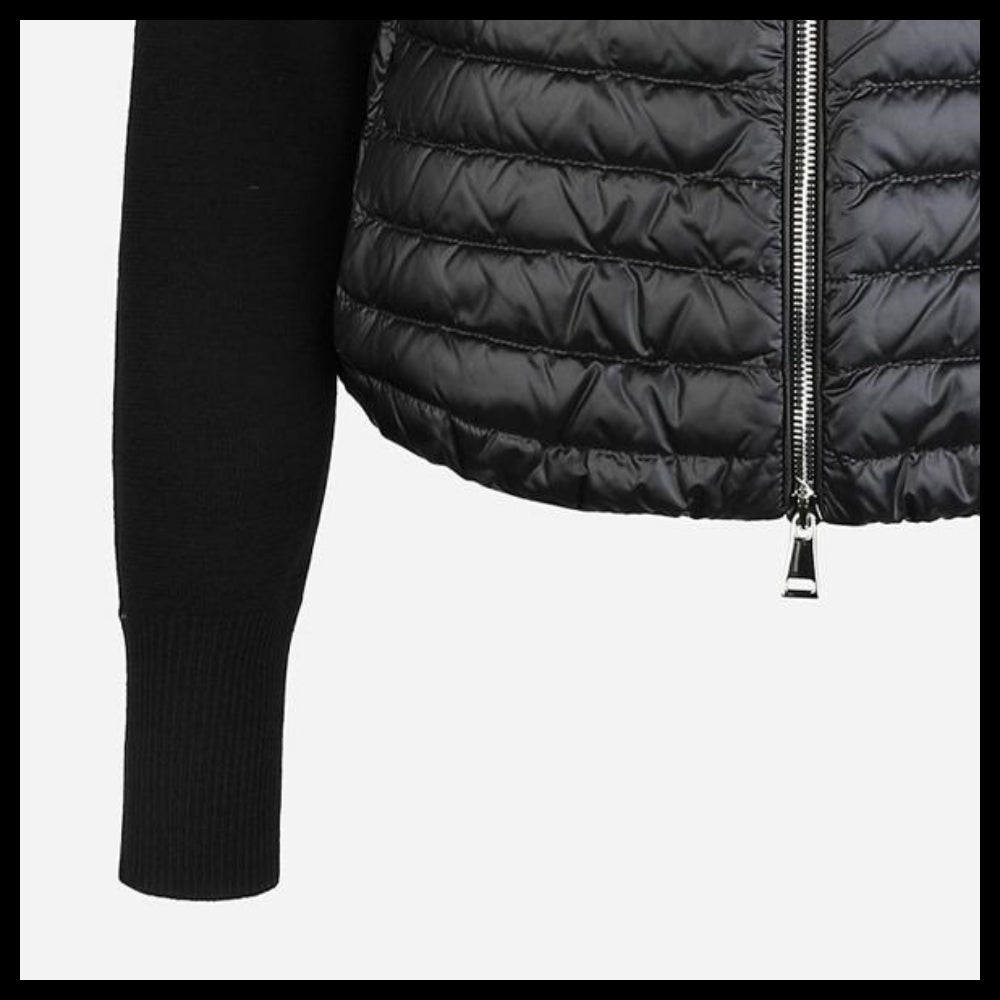 【Moncler】Women's Logo Patch Padded Mix Jacket Black