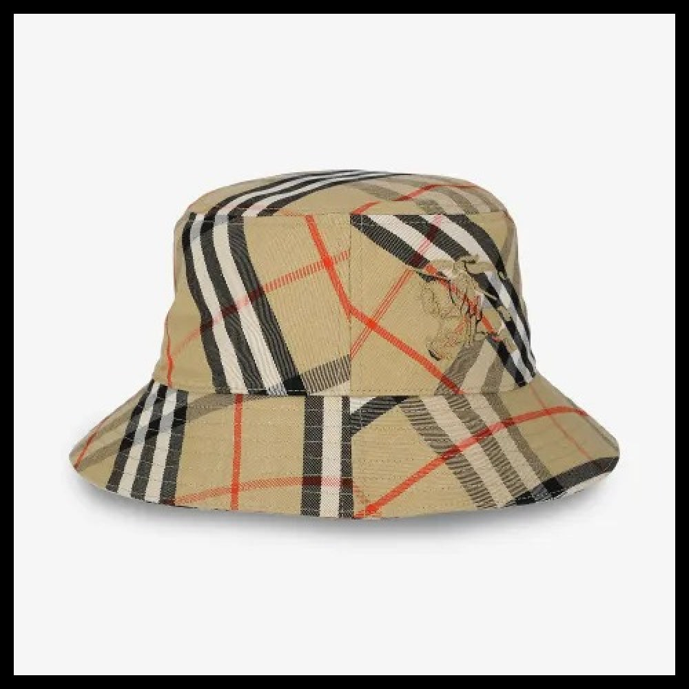 【Burberry】EKD Check Cotton Bucket Hat Sand