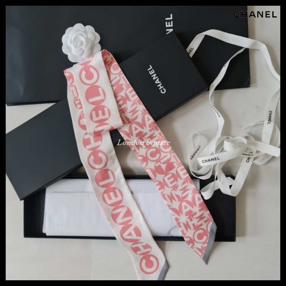 【CHANEL】Silk Twill Slim Bandeau Scarf
