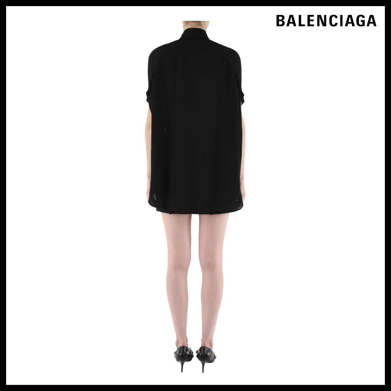 【BALENCIAGA】Sleeveless Knotted Shirt Black