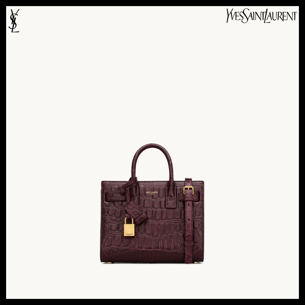 【Saint Laurent】Embossed Crocodile Leather SAC DE JOUR Bag