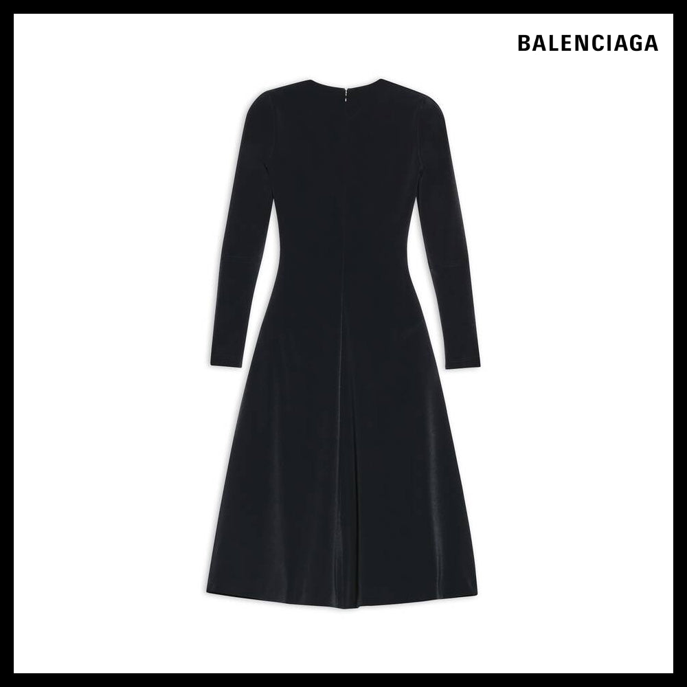 【BALENCIAGA】A-line Crewneck Dress Black