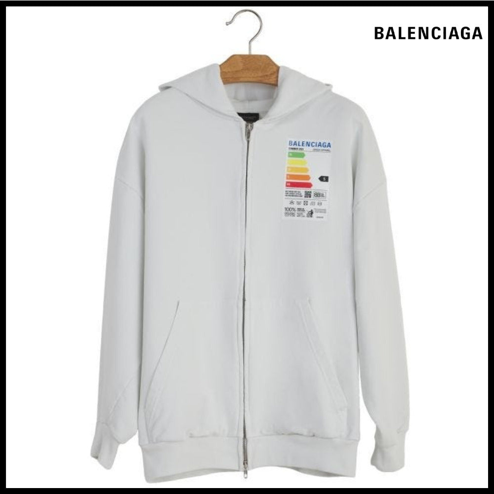 【BALENCIAGA】White Sweatshirt Energy Logo Patch Small Fit