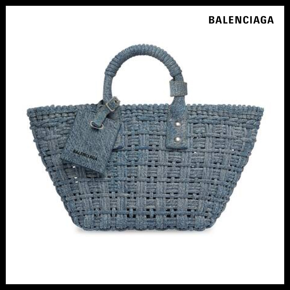 【BALENCIAGA】BISTRO XS BASKET WITH STRAP AND FRAYED DENIM