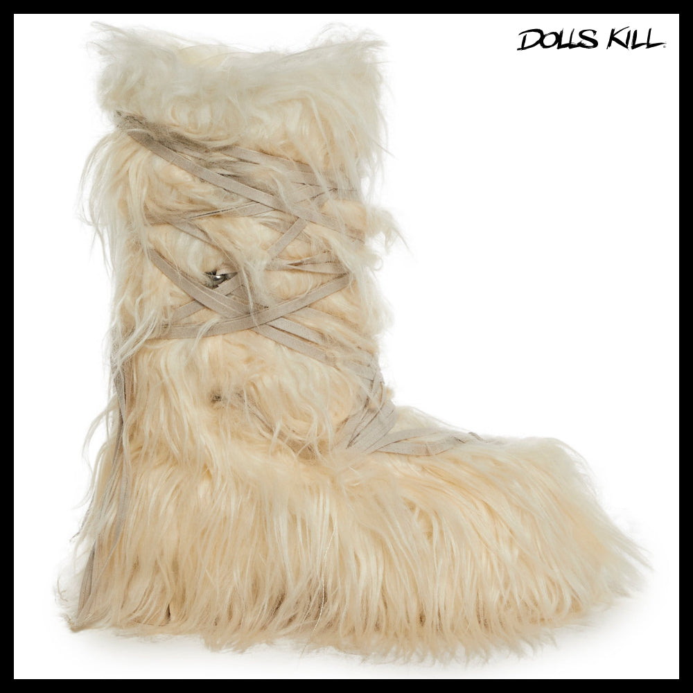 ◆DOLLS KILL◆DARKER WAVS Warp Faux Fur Boots