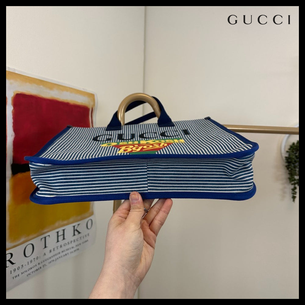 【GUCCI X OSHKOSH】Logo Stripe Square Tote Bag