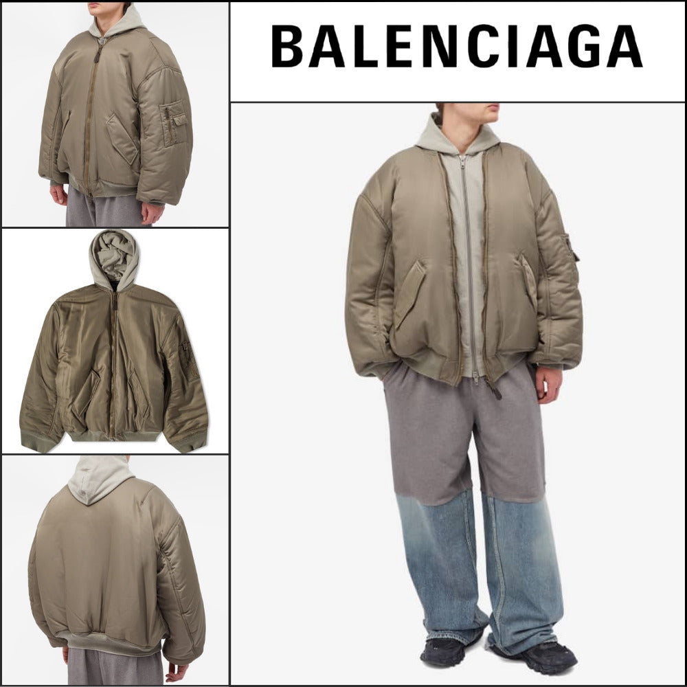 【BALENCIAGA】Paris All-In Bomber Jacket Dark Beige