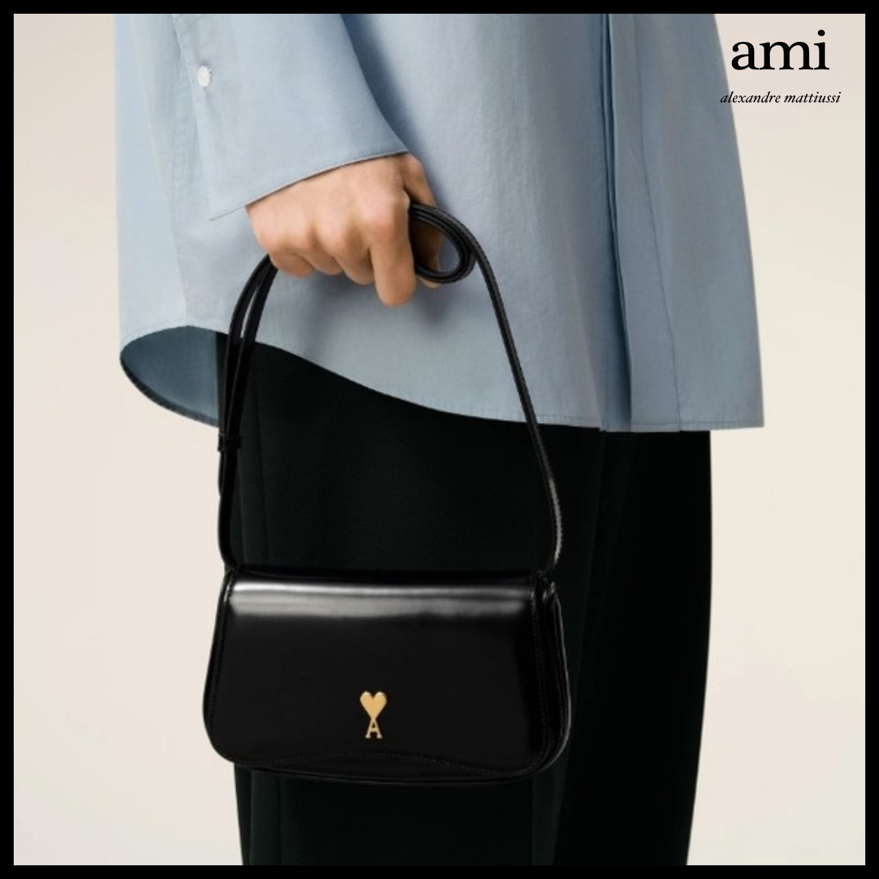 【ami】Black Minimal Clutch