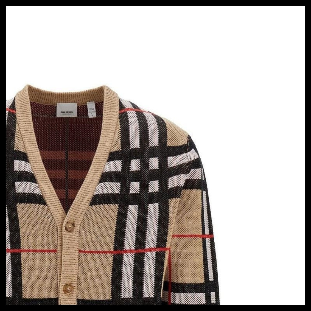 【Burberry】Check Cotton Cardigan Beige Men