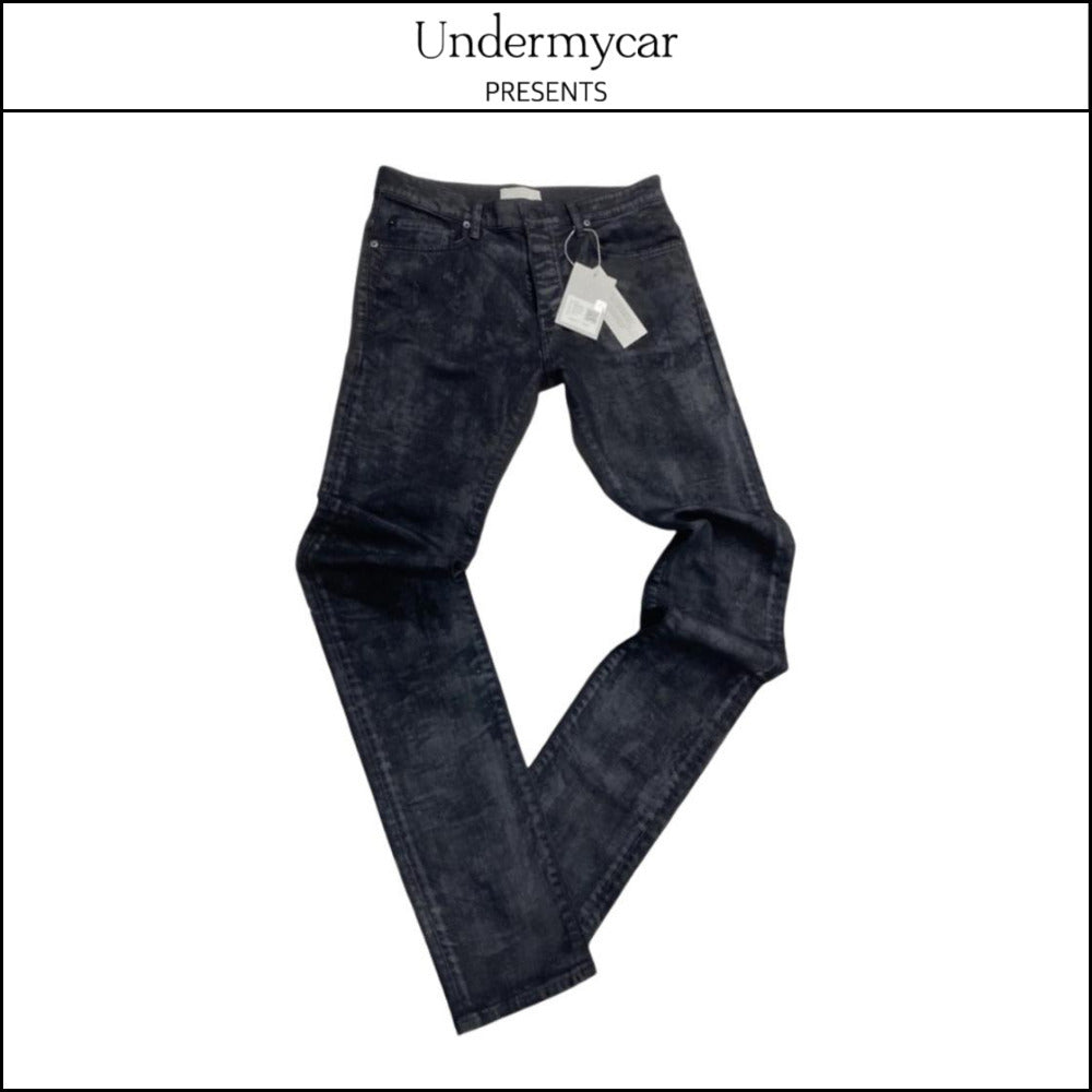 【Undermycar】Sticky Dirty Paint Coating Slim Fit Jeans