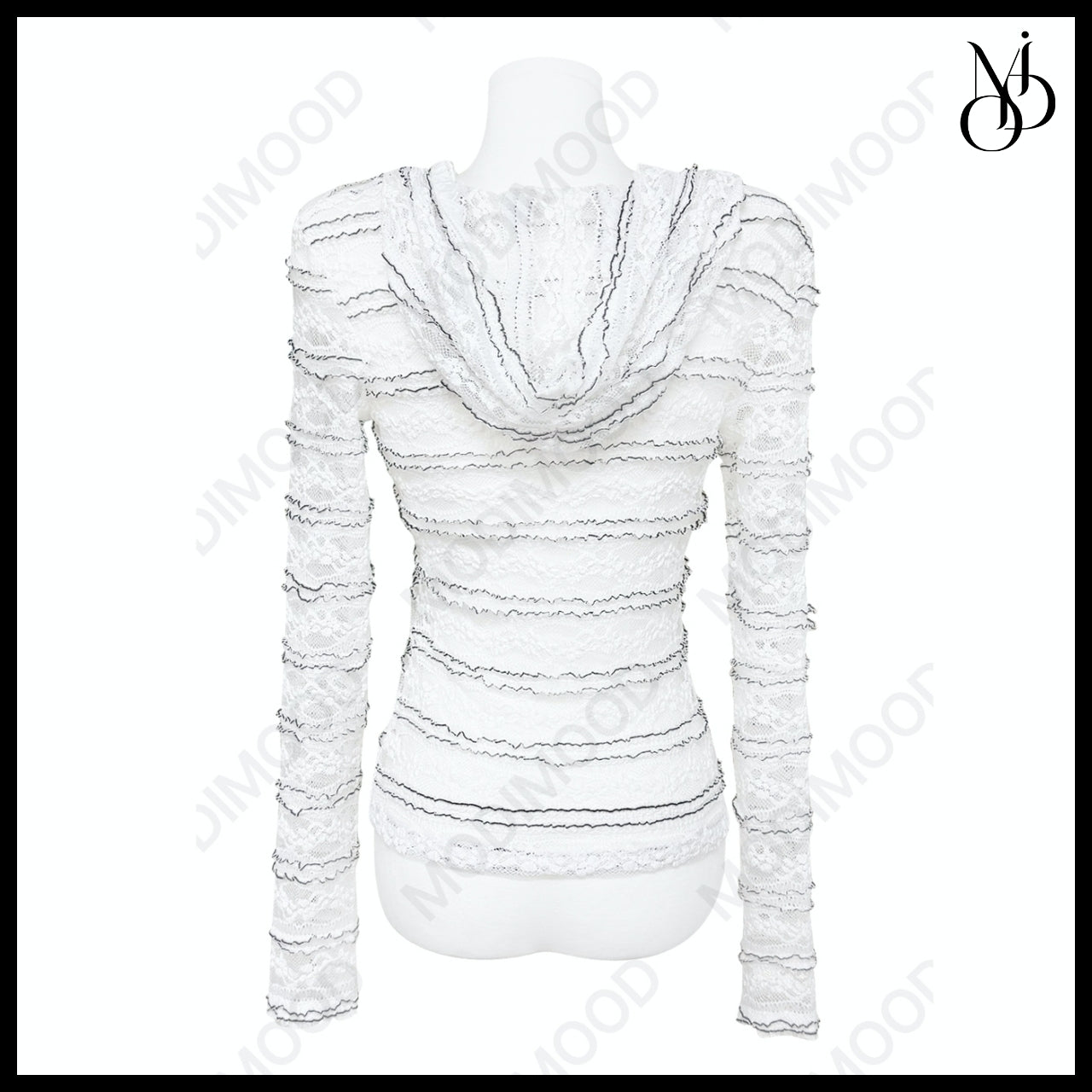【MODIMOOD】Sheet Lace Hoodie Zip-Up Cardigan