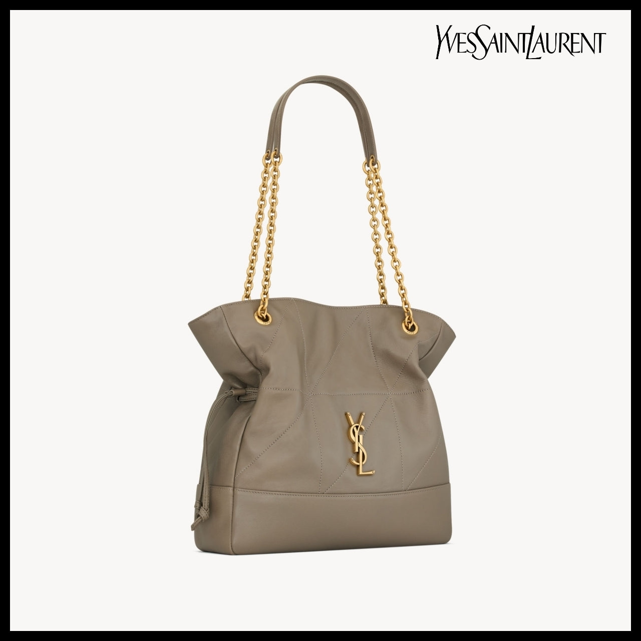 【Saint Laurent】Lambskin Small Shopping Bag Light Taupe