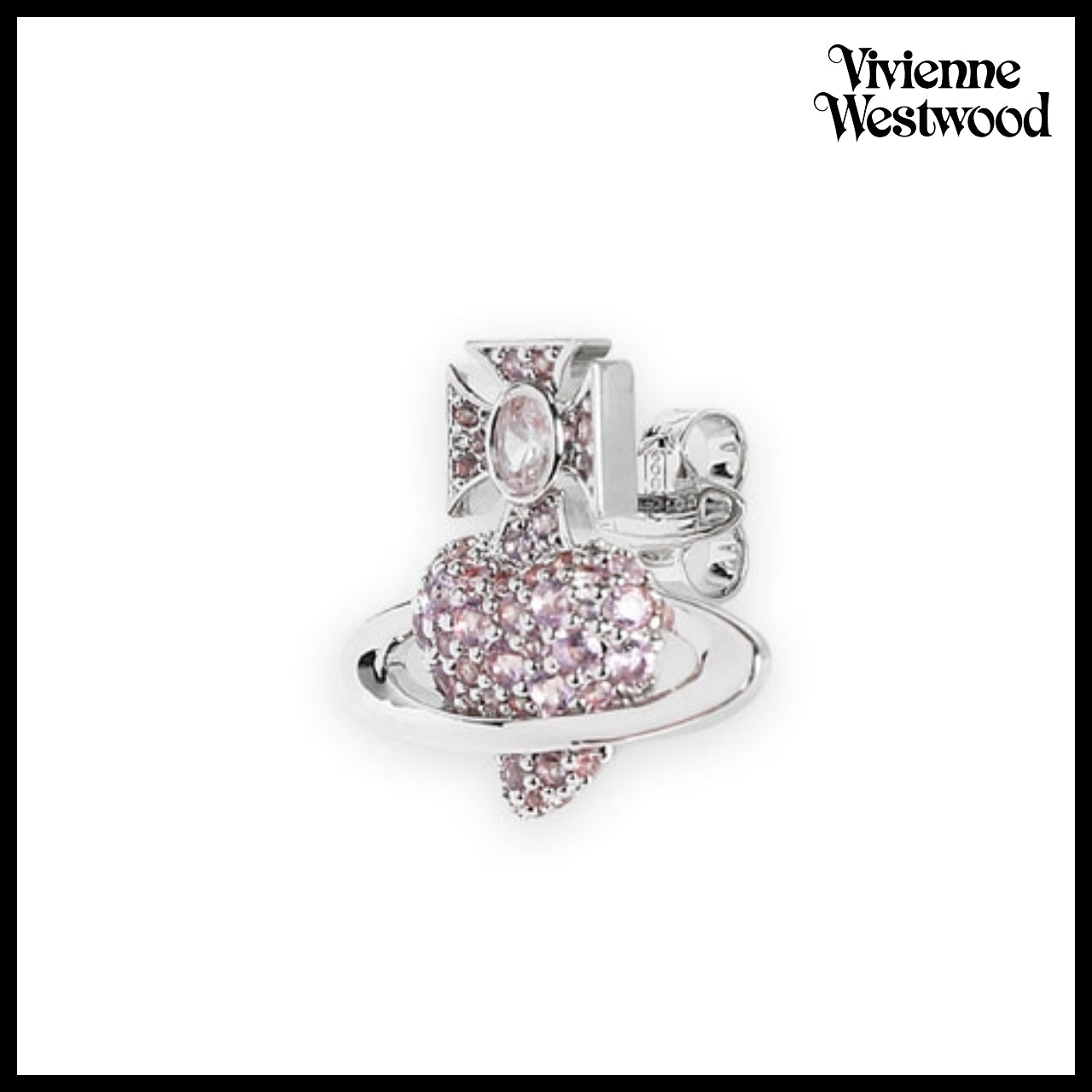 【Vivienne Westwood】Agatha Heart Orb Earrings Silver Pink