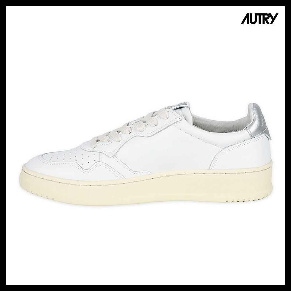 【AUTRY】Medalist Leather Low Top White Silver Tab