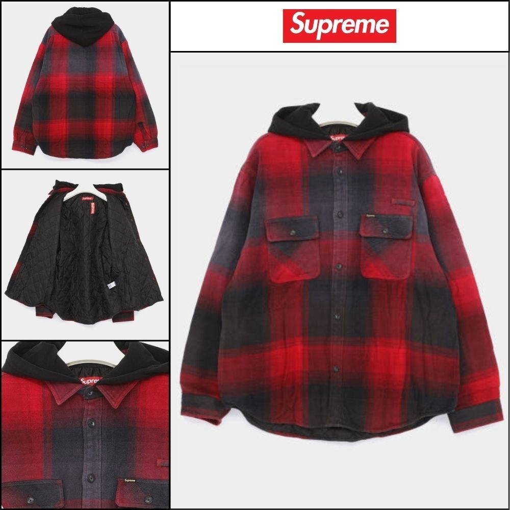 【100%正規品保証 Supreme】Quilted Lined Hooded Flannel Shirt