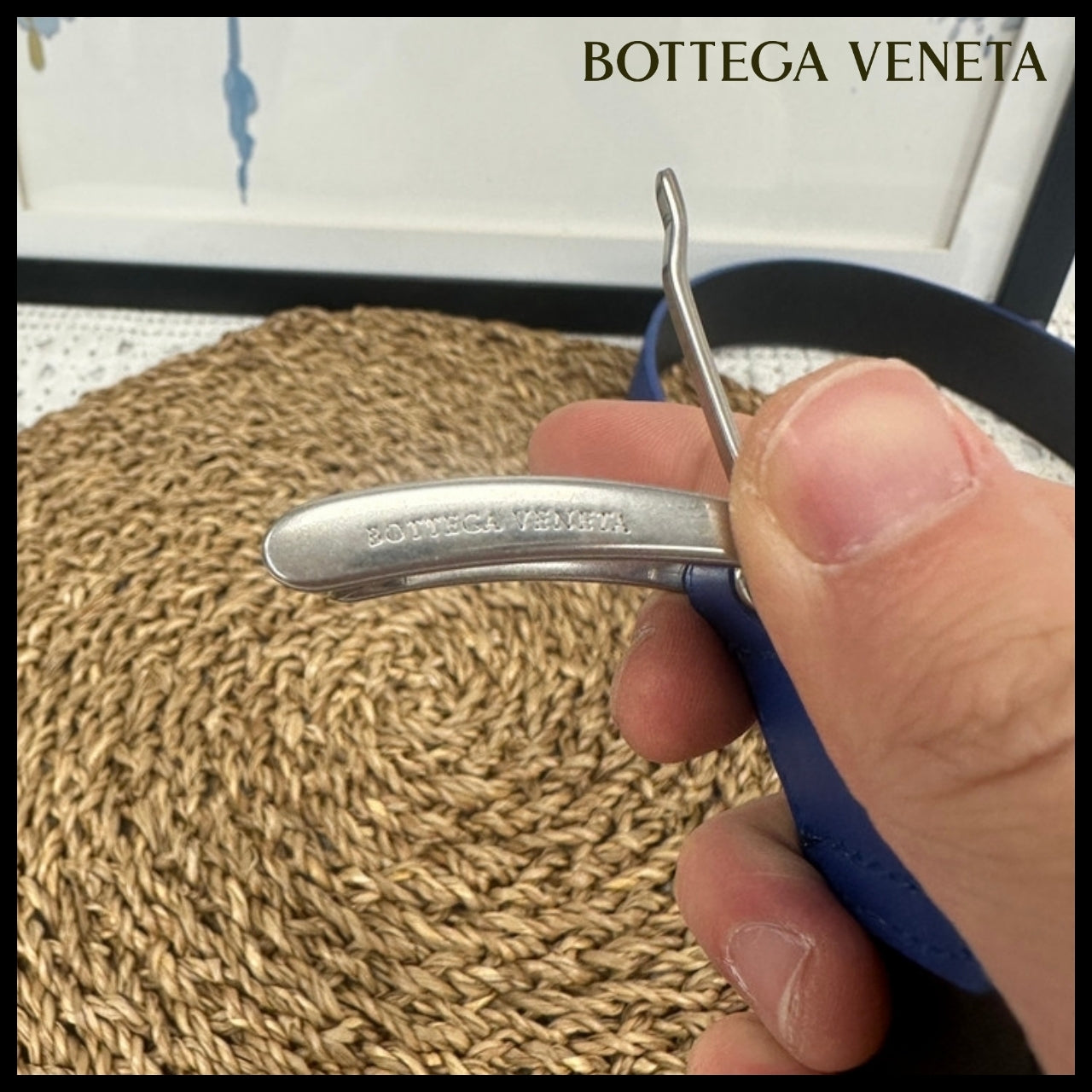 【BOTTEGA VENETA】Intrecciato Nappa Leather Men’s Belt BLUE