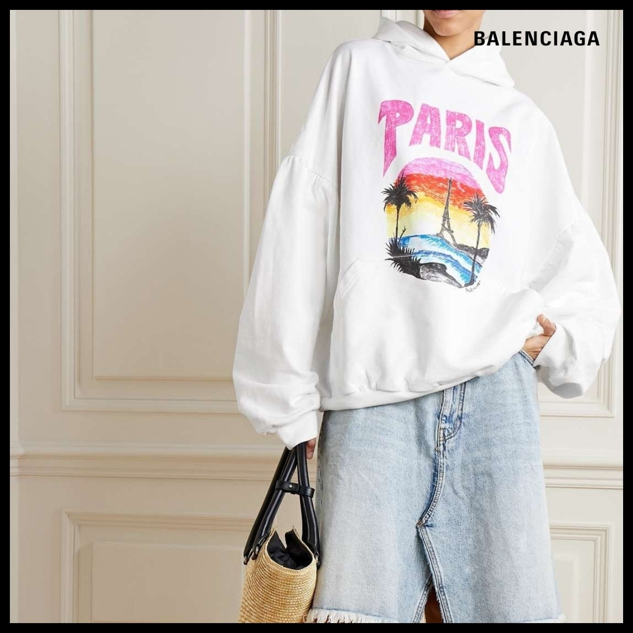 【BALENCIAGA】Paris Tropical Round Hoodie Oversized