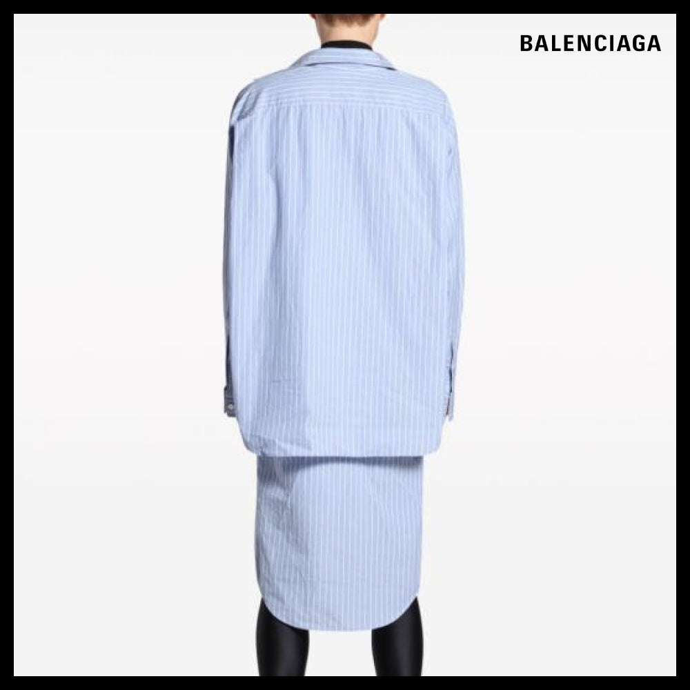【BALENCIAGA】BB Classic Layered Shirt Dress Blue