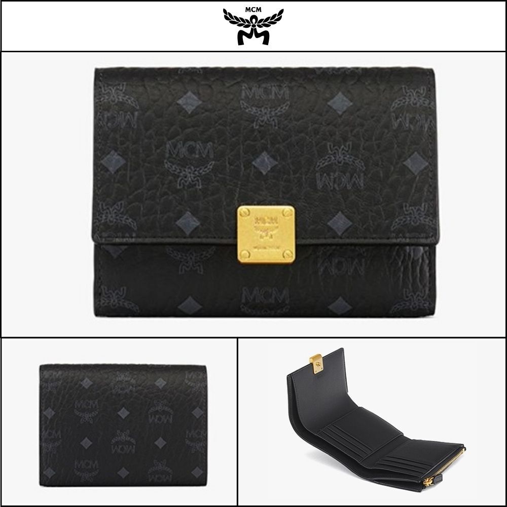 【MCM】Aren visetos trifold wallet MYSFSTA02BK