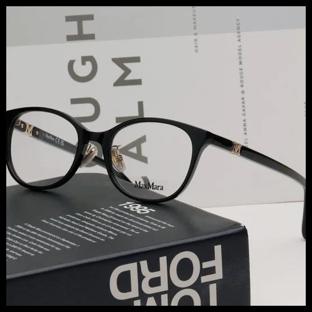 【Max Mara】Black Horn-Rimmed Eyeglasses Asian Fit Unisex
