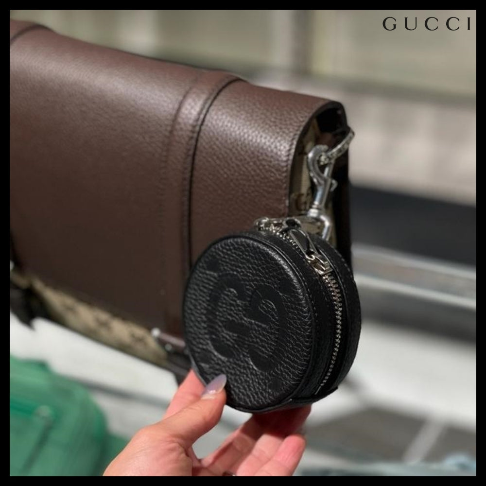 【GUCCI】PIUMA GG Jumbo Calf Keyring Coin Wallet Black