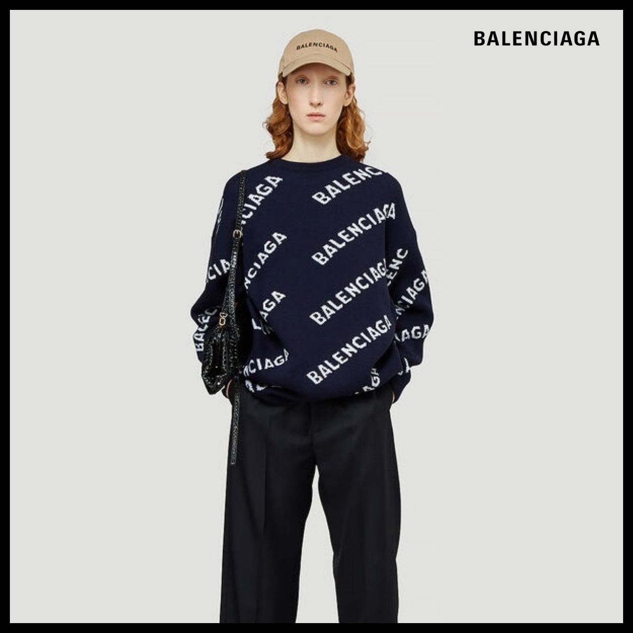 【BALENCIAGA】Allover Logo Sweater Black