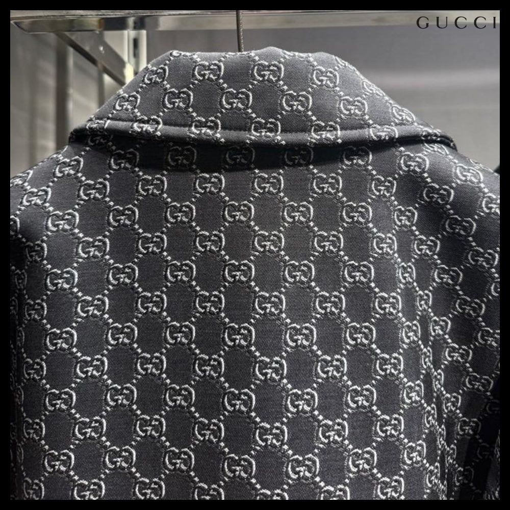 【GUCCI】GG Shadow Wool Twill Jacket Grey Black