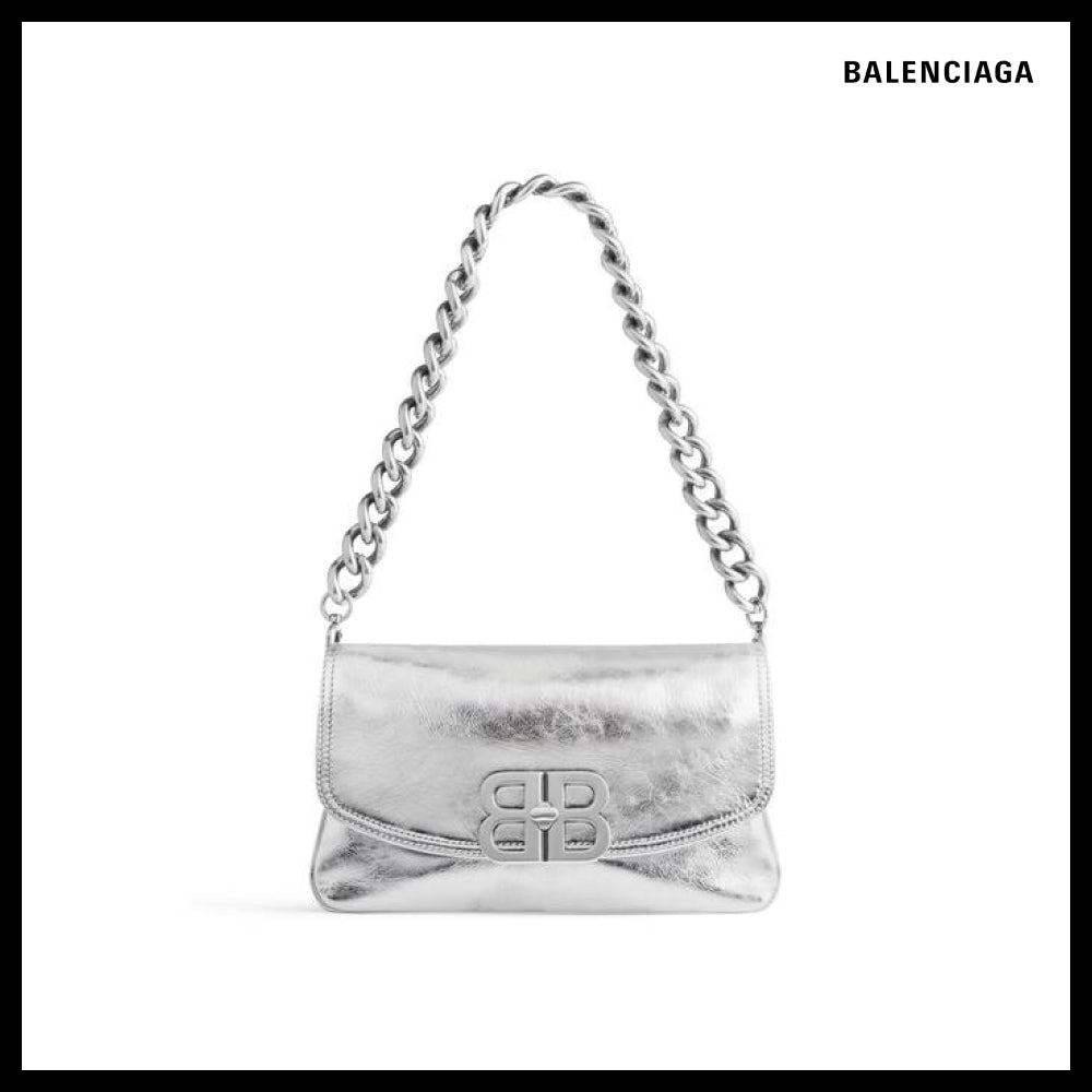 【BALENCIAGA】BB Soft Small Flap Bag Metallized Silver