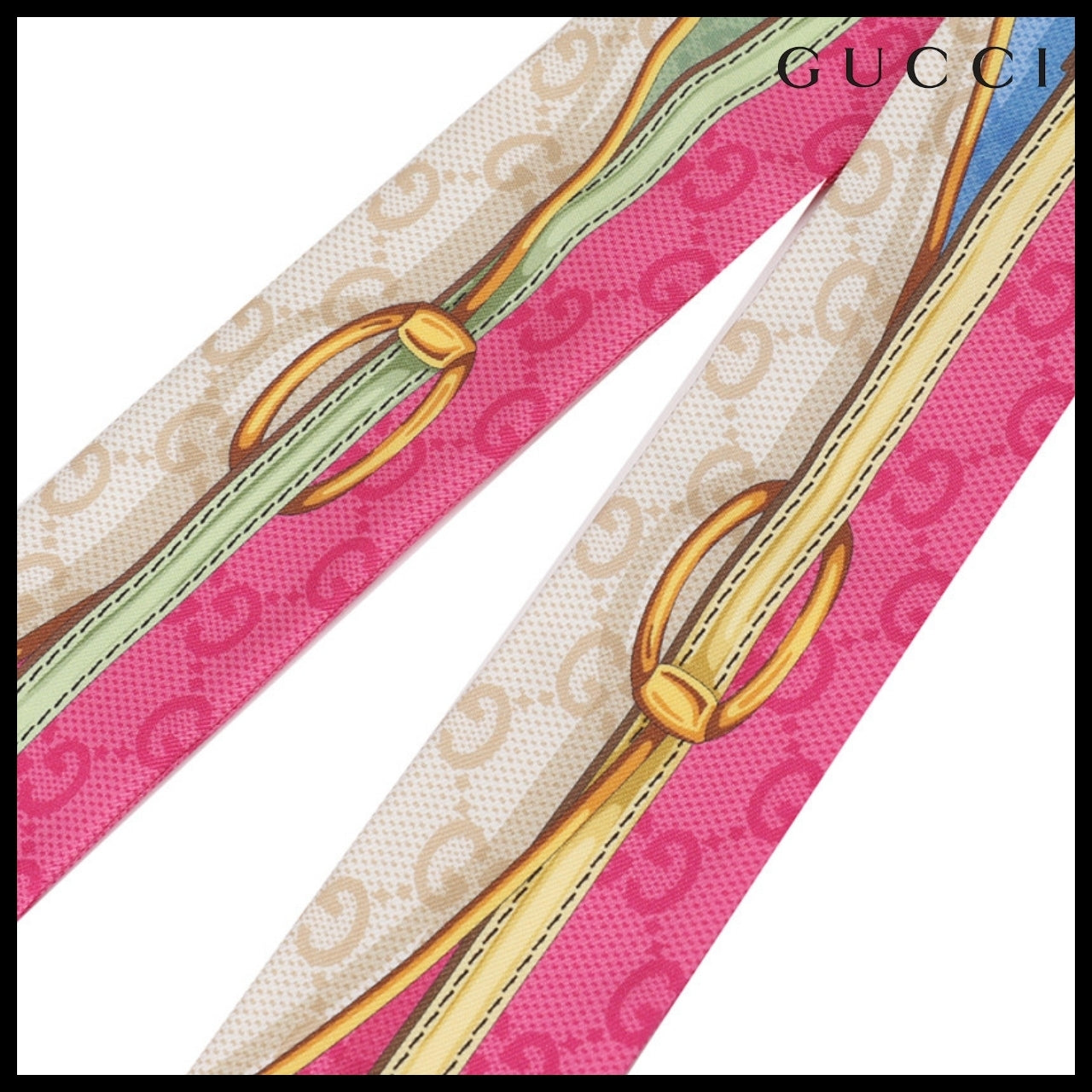 【GUCCI】Belt Print Silk Neck Bow