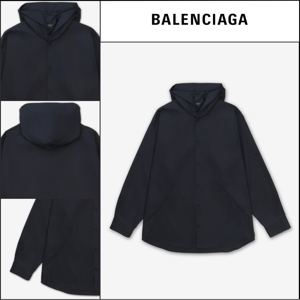 【BALENCIAGA】Oversize Hood Shirt Black